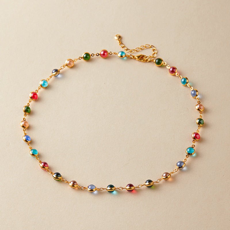 Colorful Glass Dopamine Clavicle Necklace - Shuling Jewelry