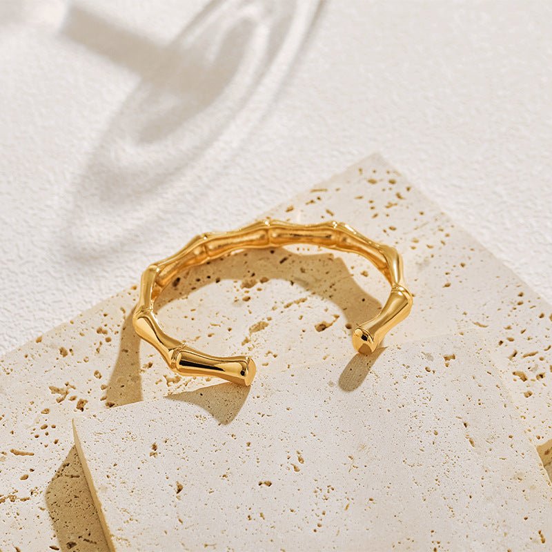 18K Gold Bamboo Joint Bangle - Shuling Jewelry