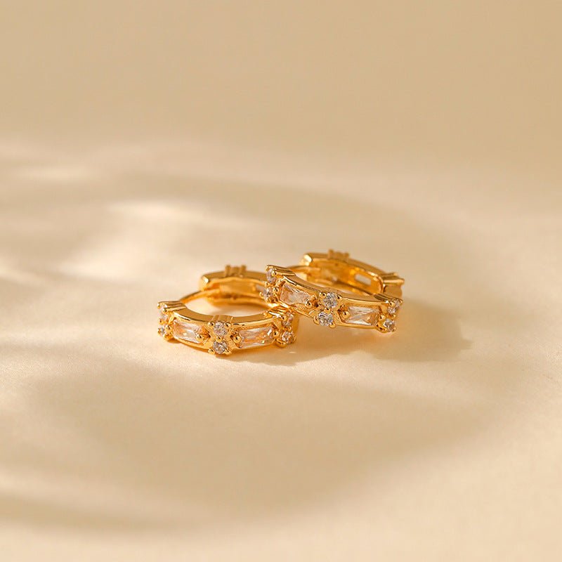 18K Gold Cute Zircon Ear Studs - Shuling Jewelry