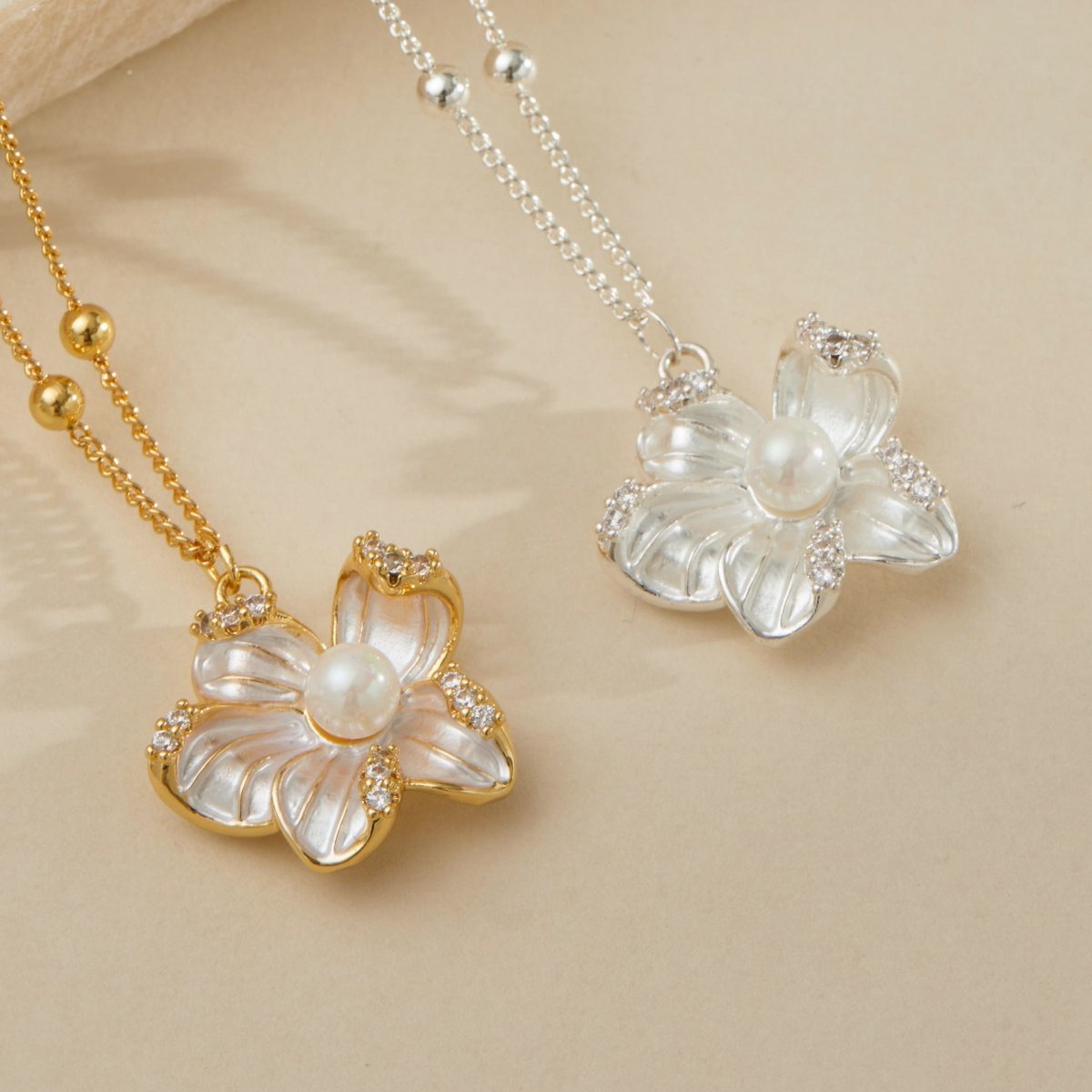 18K Gold Irregular Flower Pearl Necklace - Shuling Jewelry