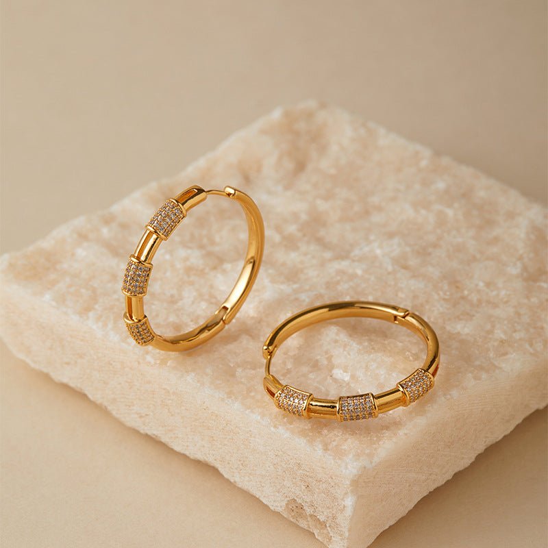 18K Gold Chic Retro Large Hoop Earrings - Shuling Jewelry