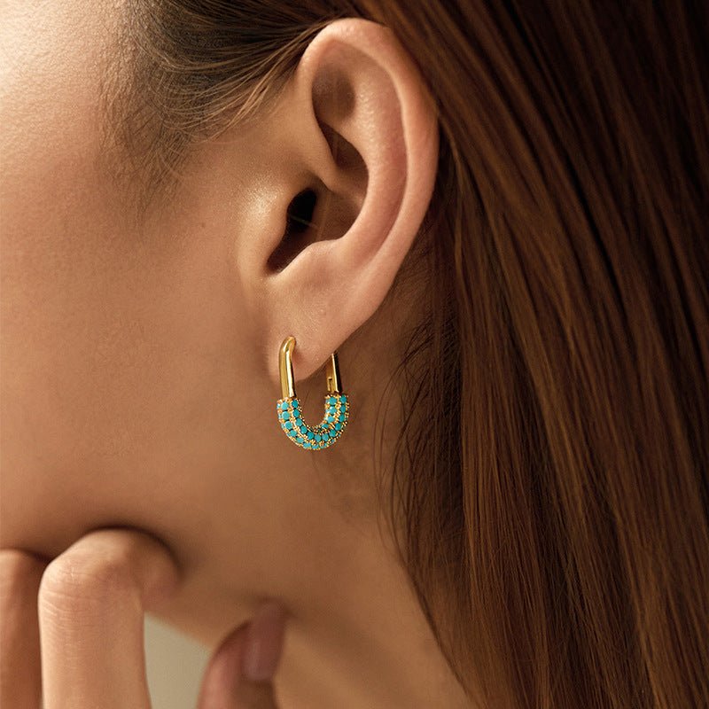 18K Gold U - shaped Fashion Earrings - Shuling Jewelry