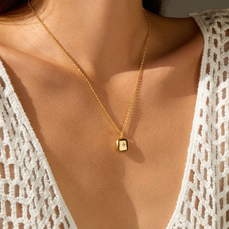 18K Gold Geometric Pendant Necklace - Shuling Jewelry