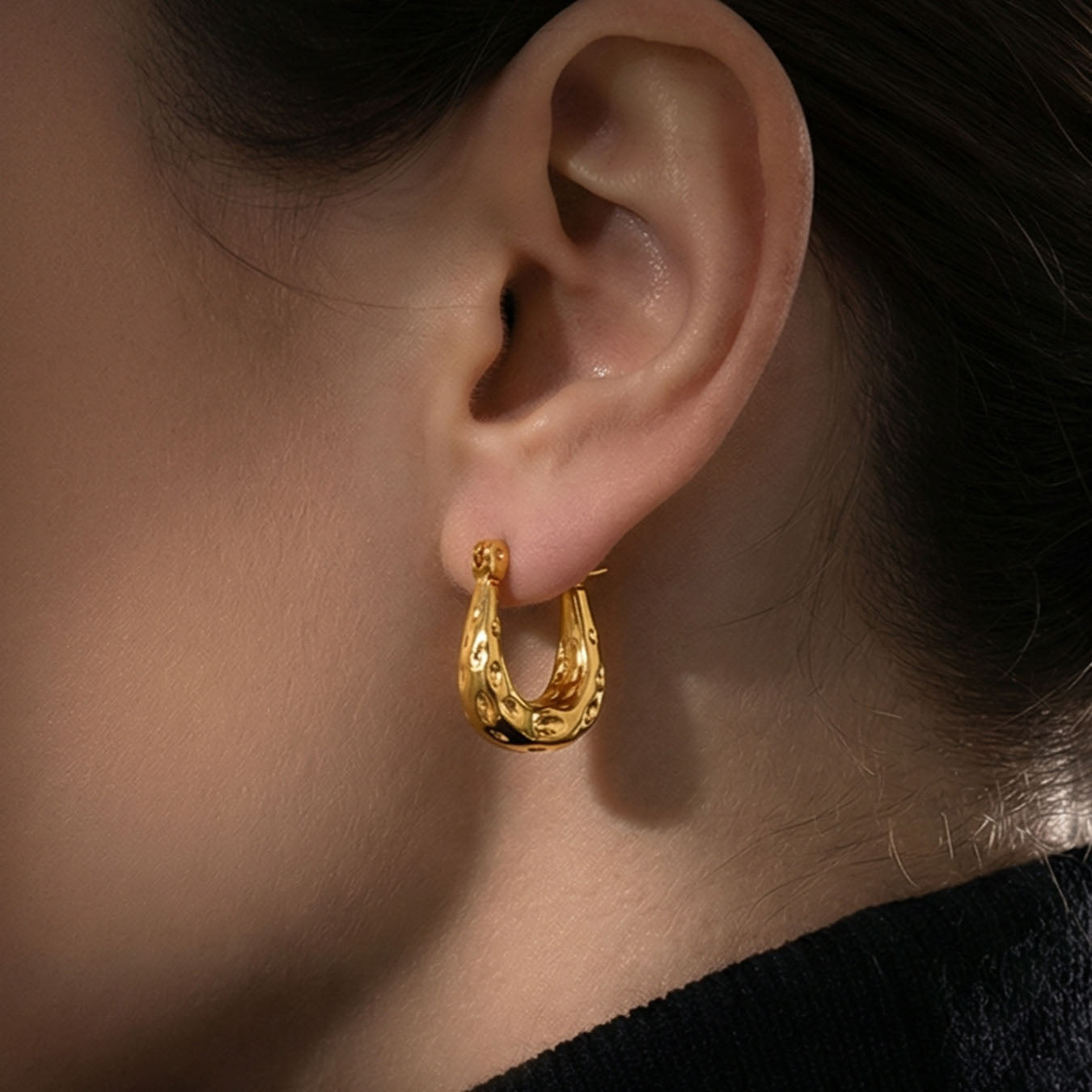 Textured Hammered Organic Hoop Earrings