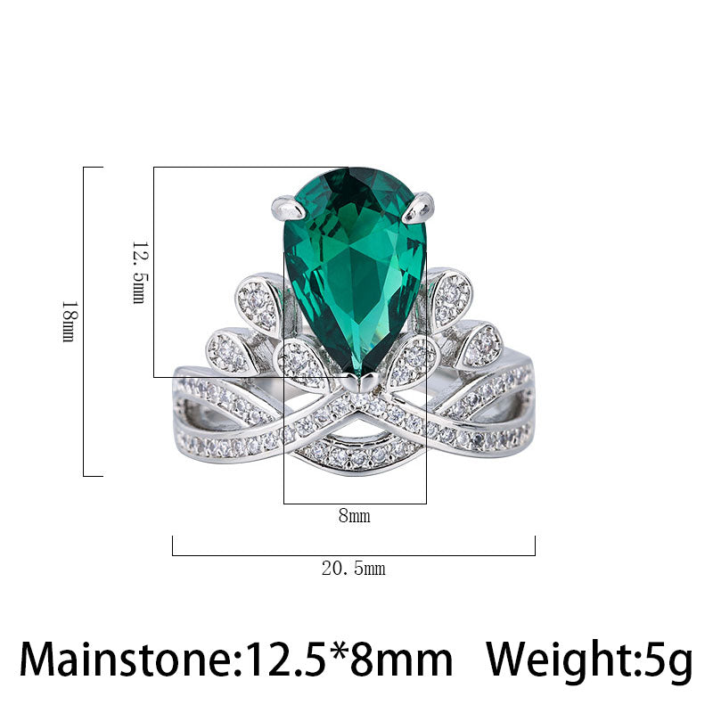 Vintage Pear-Cut Tiara Crown Gemstone Statement Ring