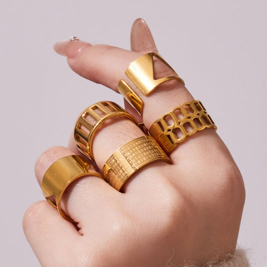 Urban Zen Minimalist Geometric Ring Set