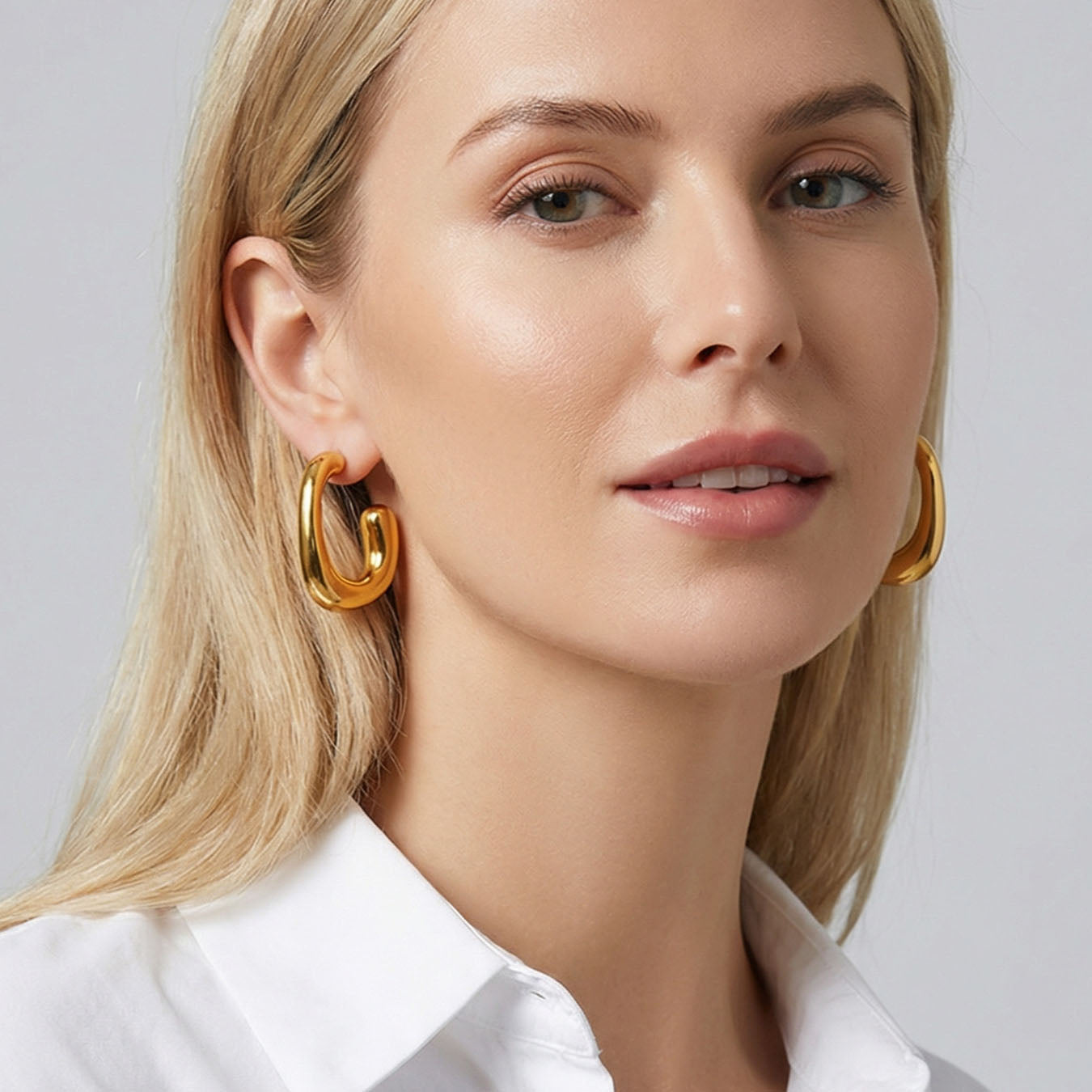 Sculptural Gold Teardrop Chunky Hoop Earrings