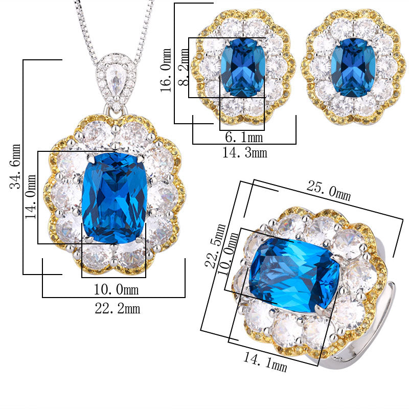 Luxury Blue Gemstone Jewelry Set