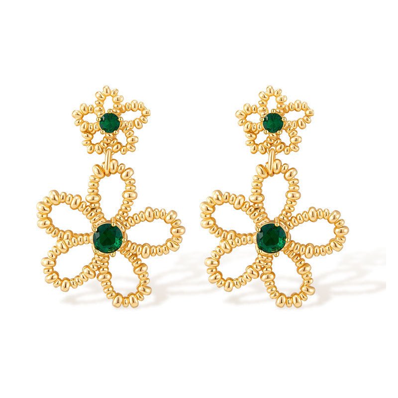 18K Gold Large Flower Earrings - Shuling Jewelry