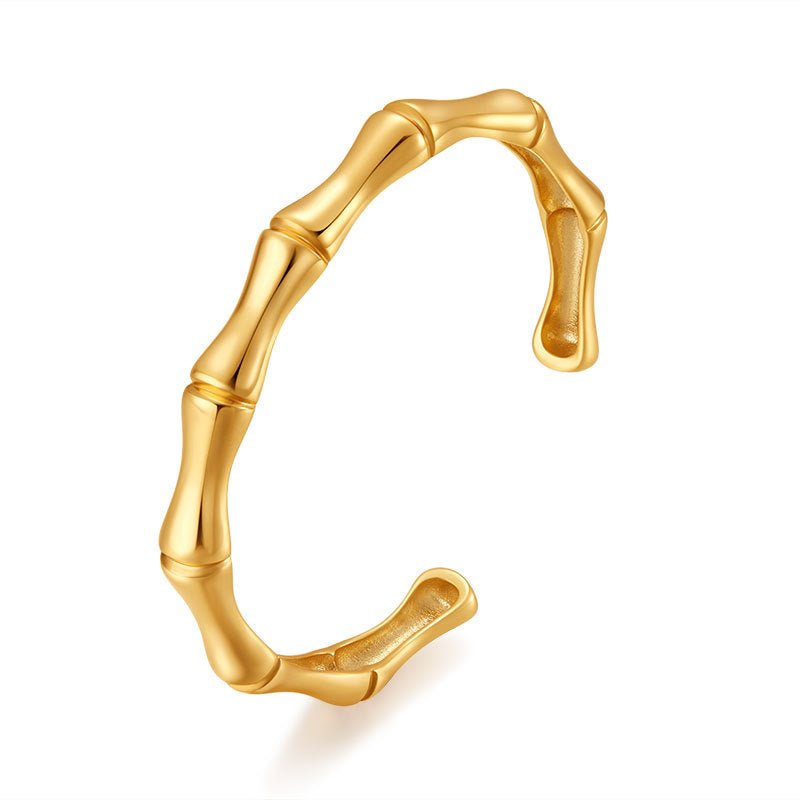 18K Gold Bamboo Joint Bangle - Shuling Jewelry