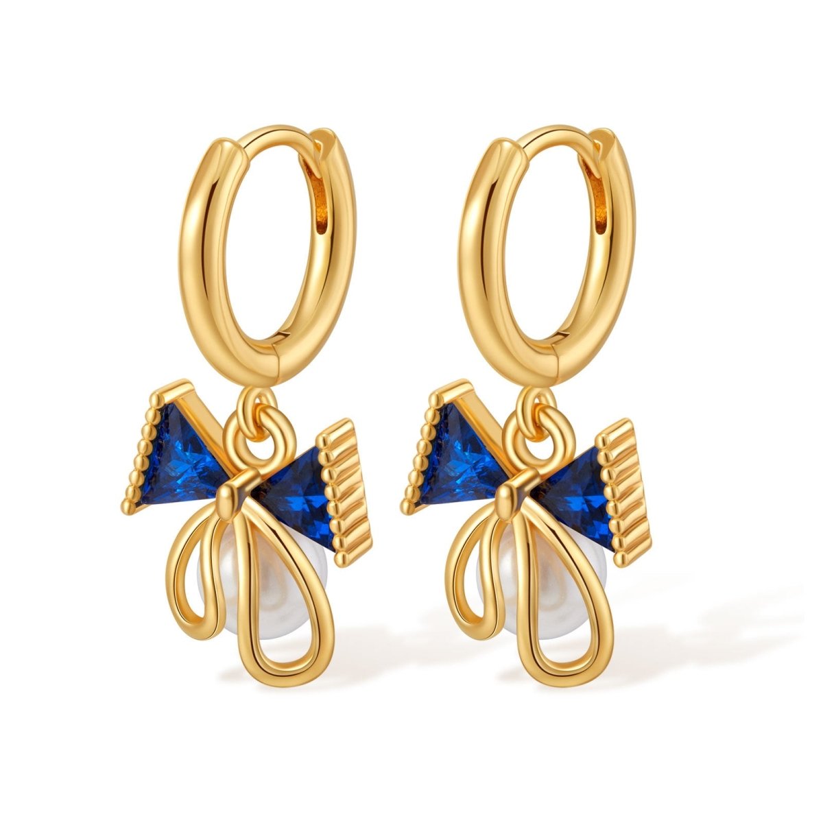 18K Gold Zircon Butterfly Knot Earrings - Shuling Jewelry