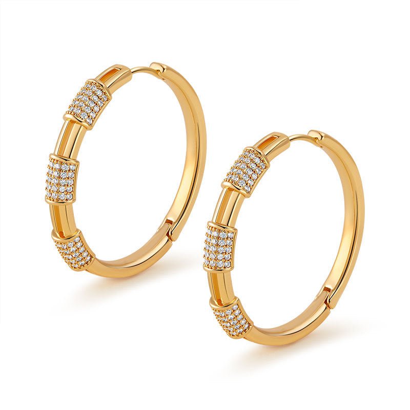18K Gold Chic Retro Large Hoop Earrings - Shuling Jewelry