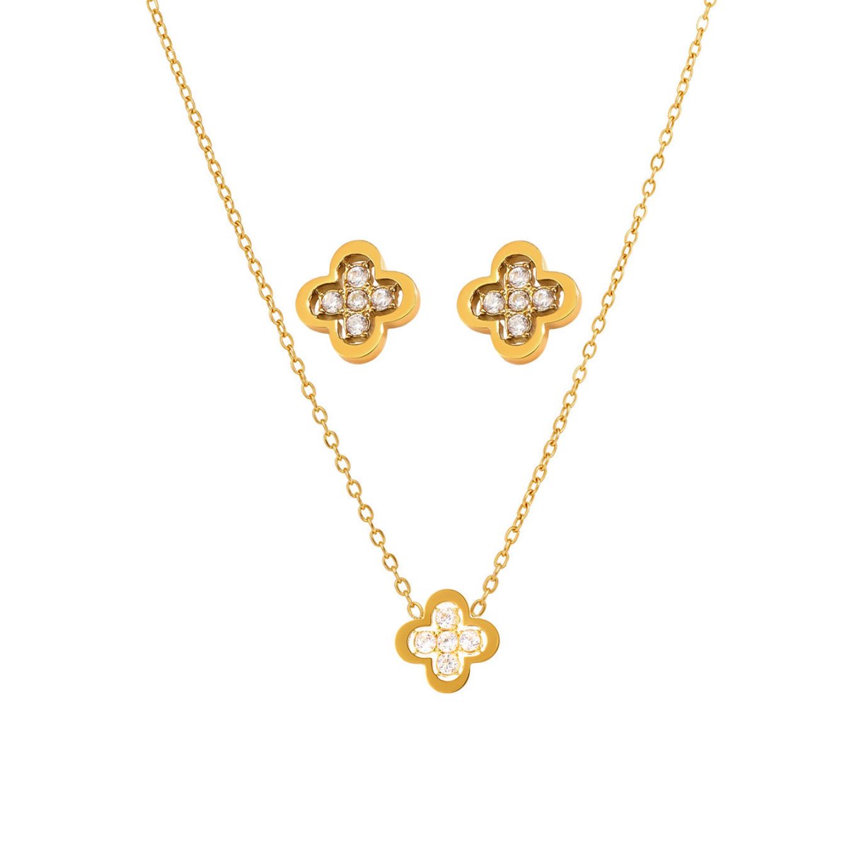 Lucky Clover 5A Zircon Titanium Jewelry Sets - Shuling Jewelry