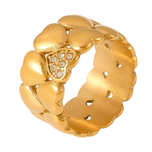 18K Gold Vintage Heart Double - layered Rings - Shuling Jewelry