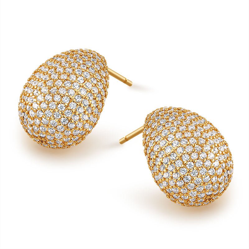 Luxurious Fully Encrusted Cubic Zirconia Ear Studs - Shuling Jewelry