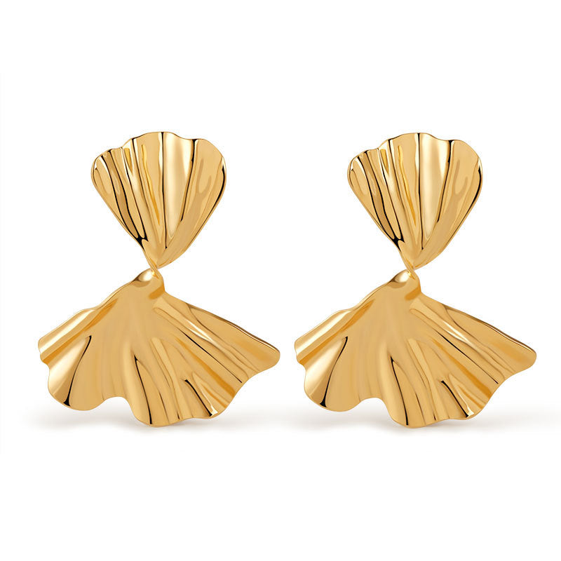 Sculptural Ginkgo Leaf Statement Earrings
