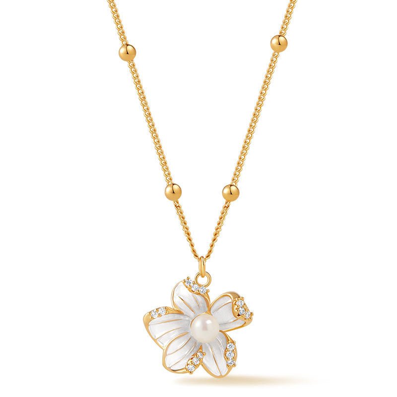 18K Gold Irregular Flower Pearl Necklace - Shuling Jewelry
