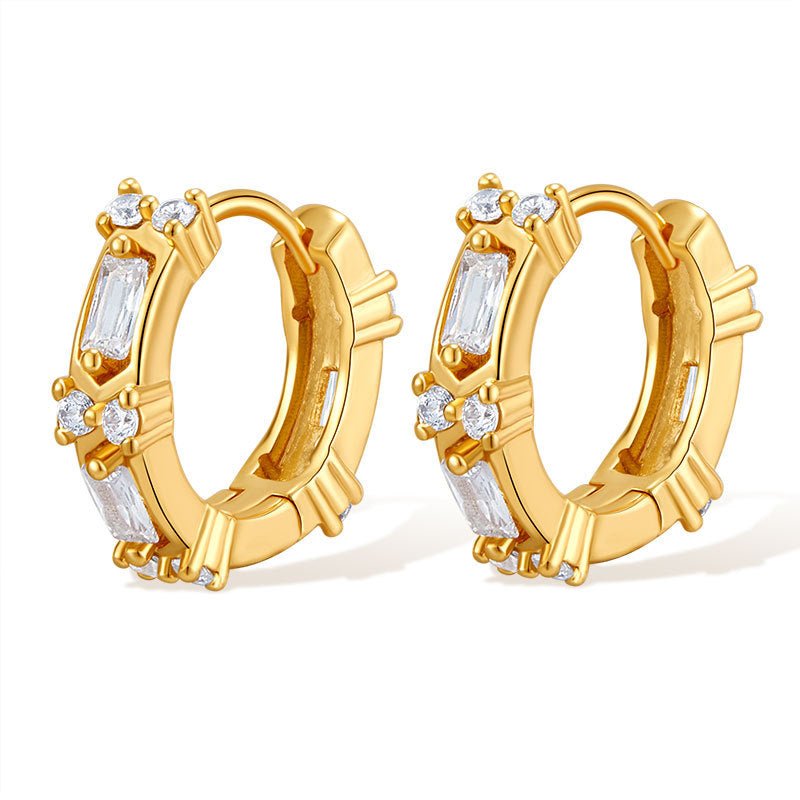 18K Gold Cute Zircon Ear Studs - Shuling Jewelry