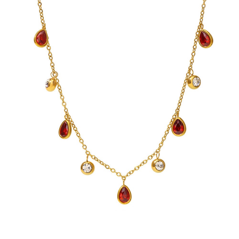 Teardrop Zircon Clavicle Necklace - Shuling Jewelry