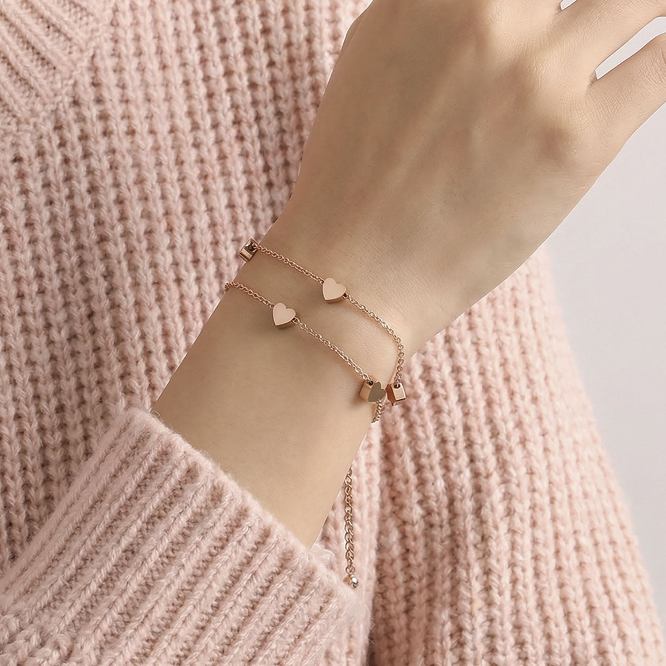 Double Layer Dainty Heart Bracelet