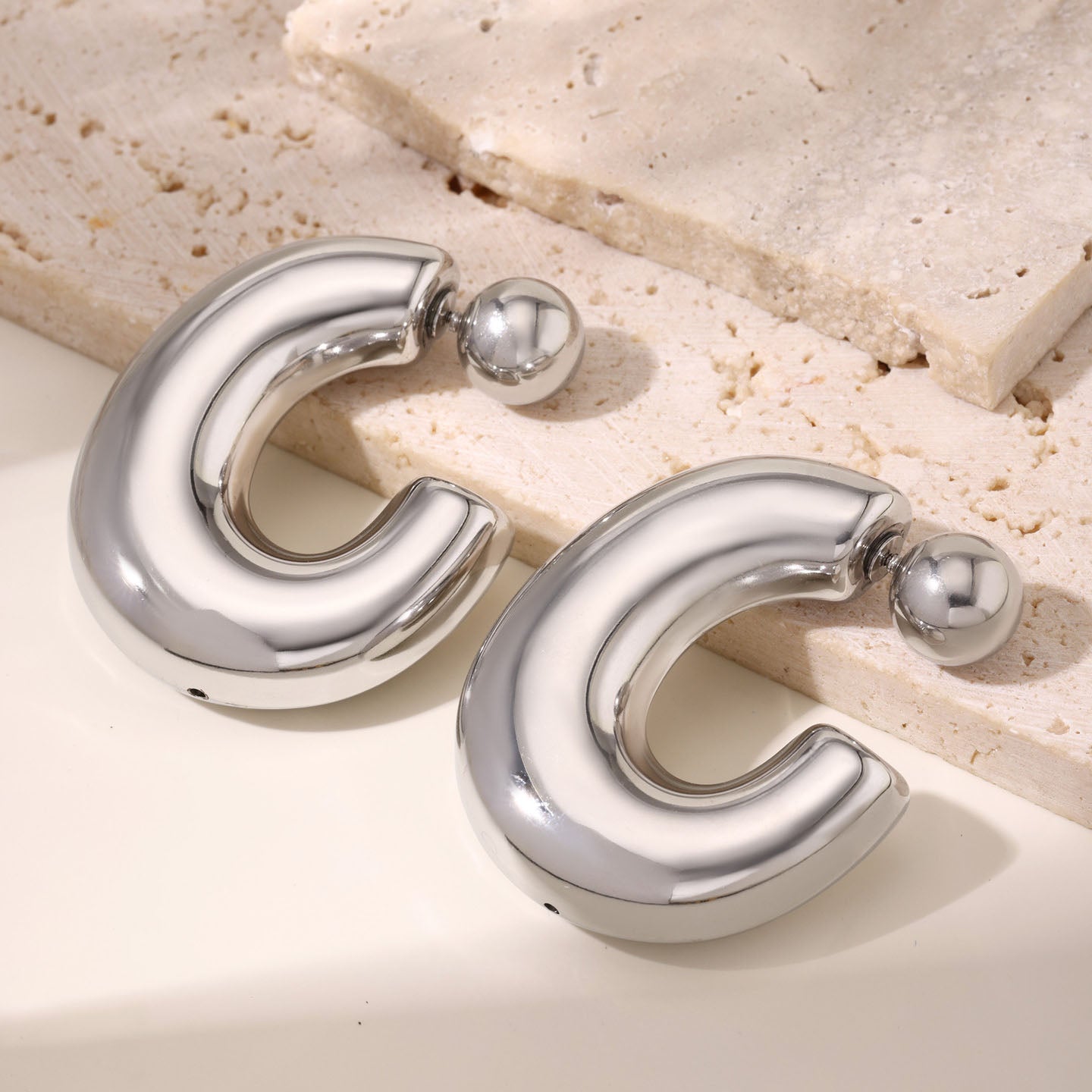 Geometric Sphere Statement Hoop Earrings