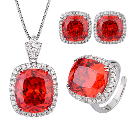 Regal Ruby Red Crystal Jewelry Set