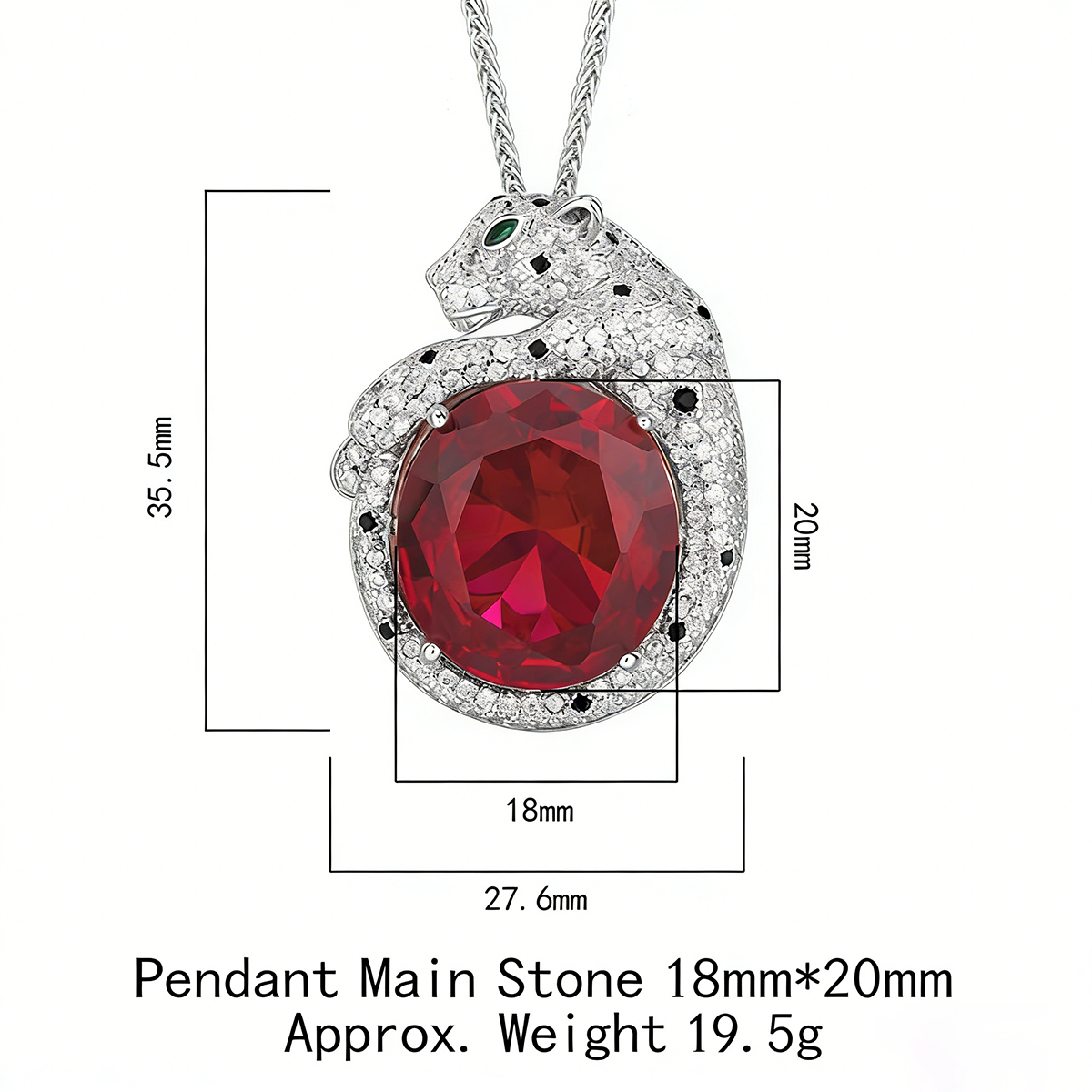 Sparkling Panther Pave Oval Ruby Necklace