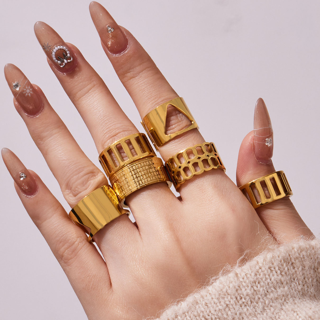 Urban Zen Minimalist Geometric Ring Set