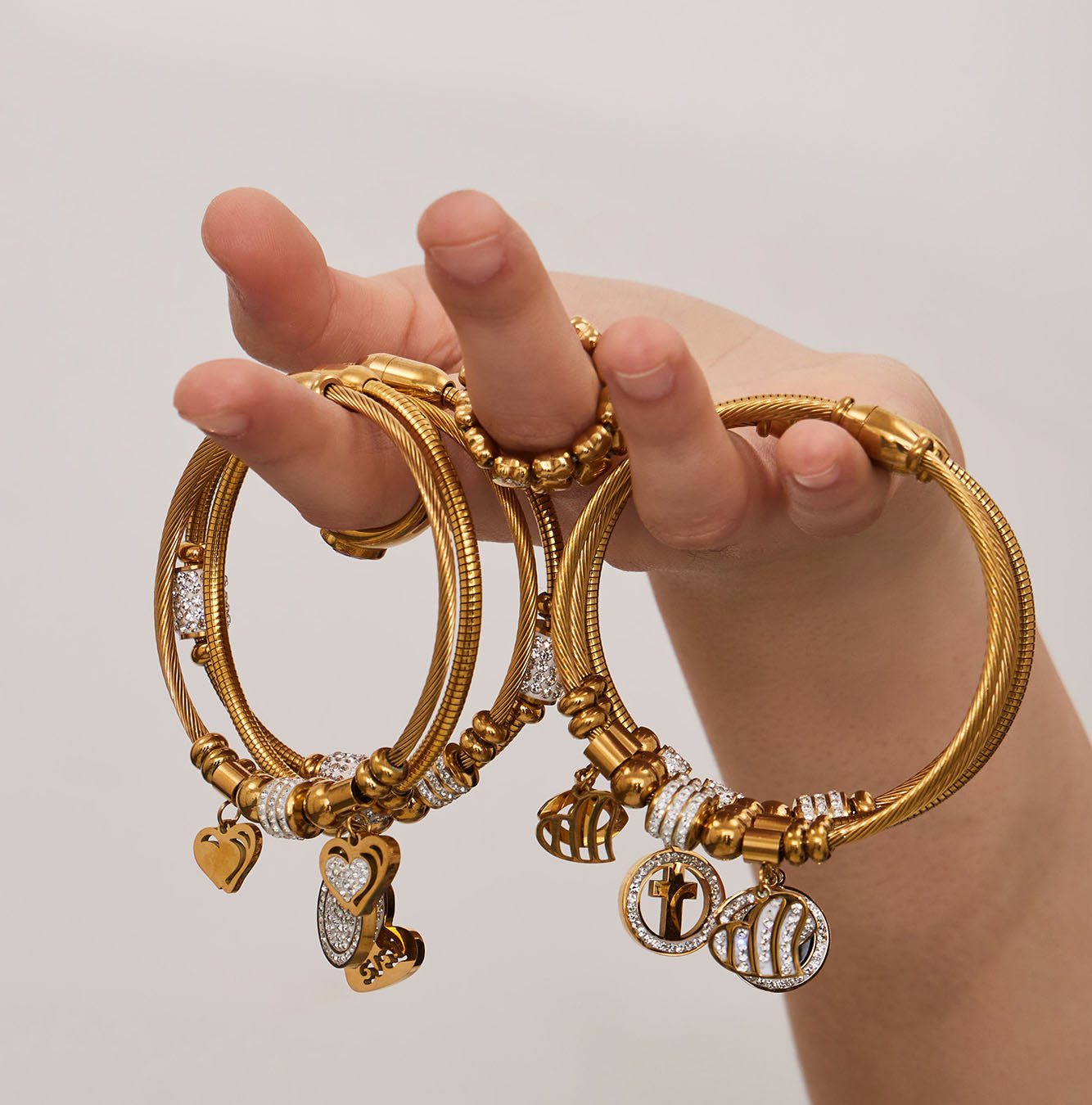 Bracelets de luxe texturés en zircon 