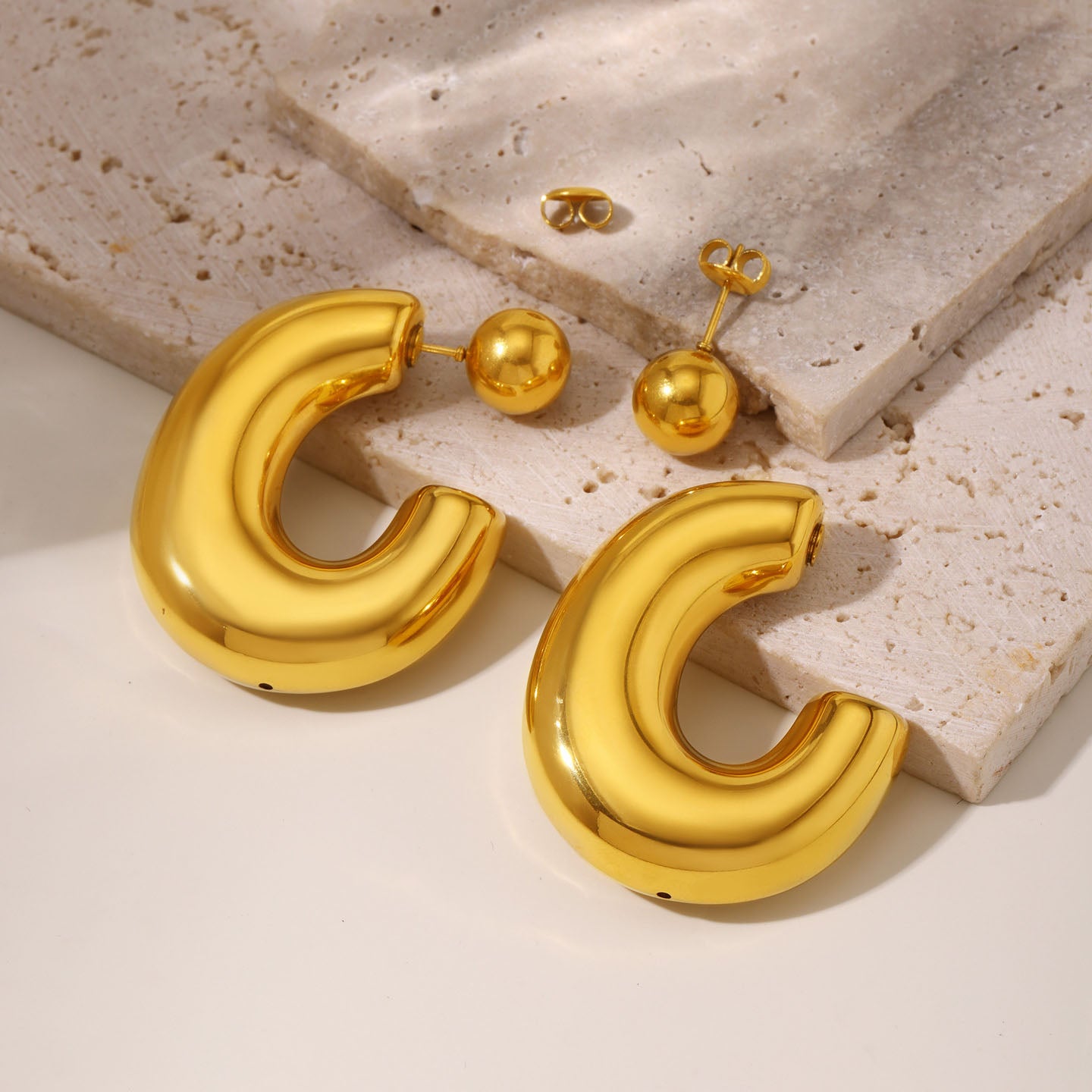 Geometric Sphere Statement Hoop Earrings
