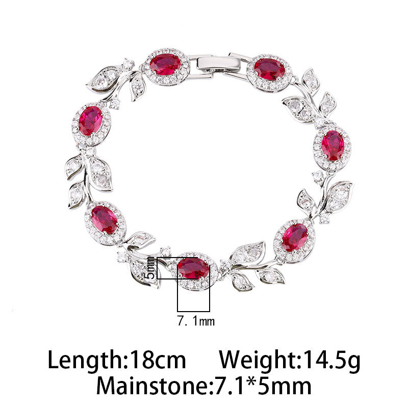 Leaf Accent Gemstone Link Women Bracelets