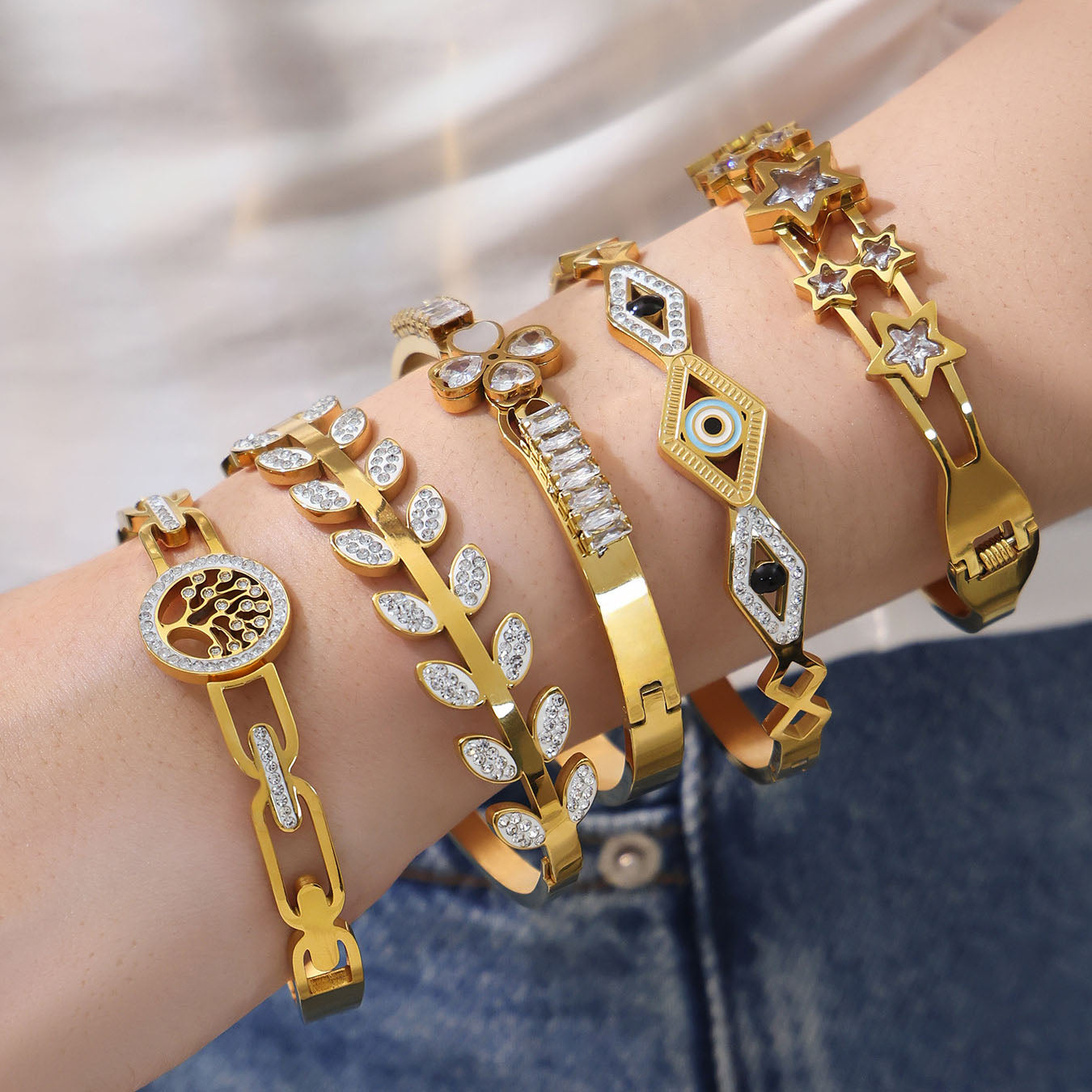 Crystal Symbolic Stackable Bangle Collection