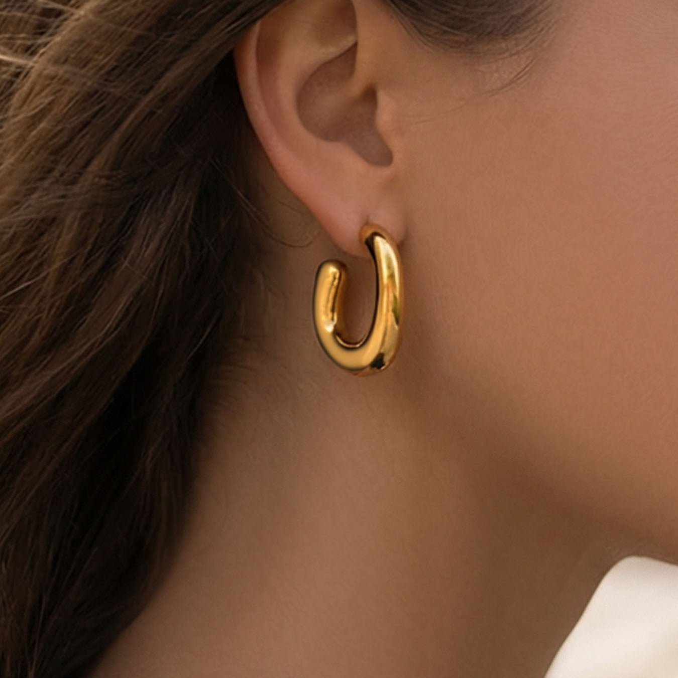 Sculptural Gold Teardrop Chunky Hoop Earrings