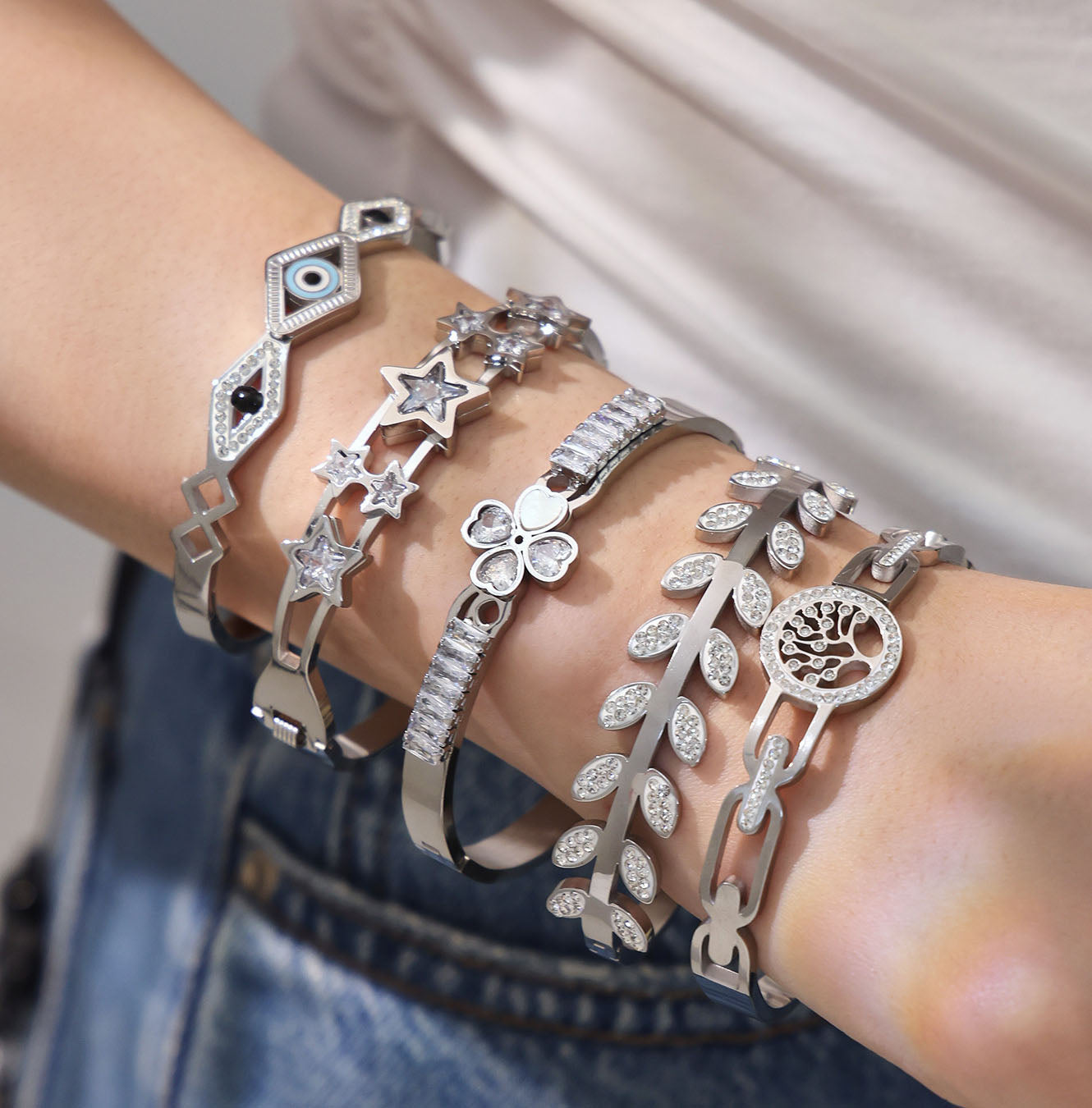Crystal Symbolic Stackable Bangle Collection
