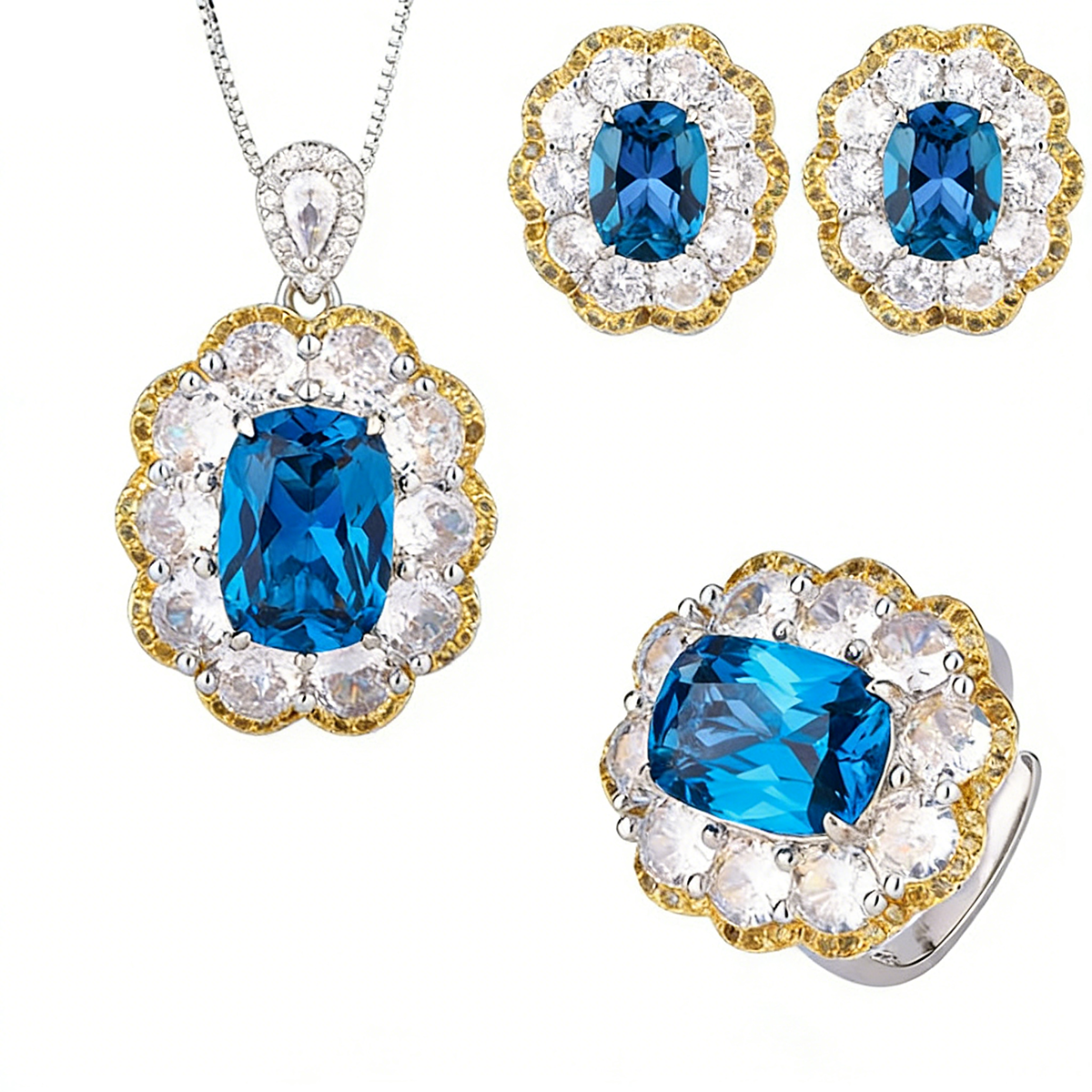 Luxury Blue Gemstone Jewelry Set