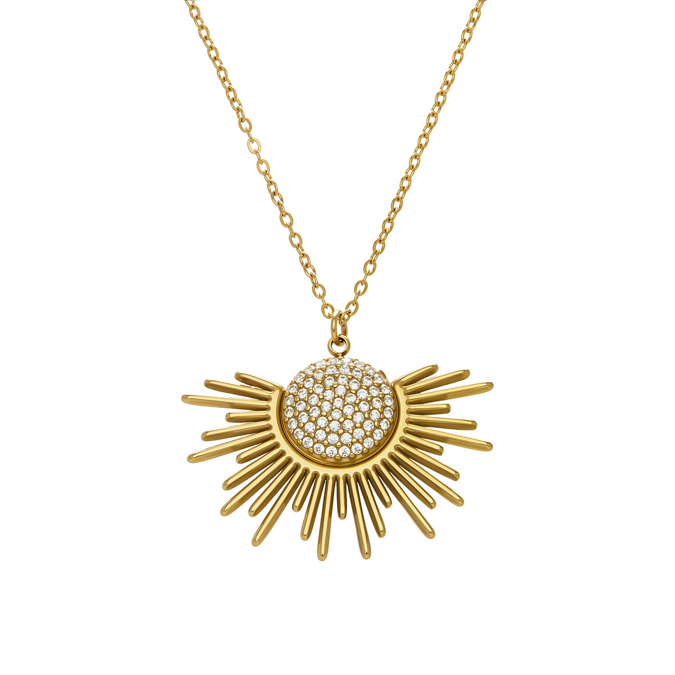 Radiant Celestial Pave Sunburst Gold Necklace