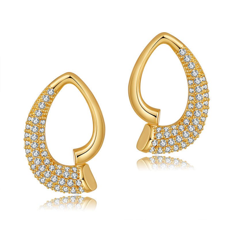18K Gold Geometrically Irregular Ear Studs - Shuling Jewelry