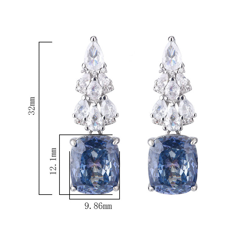 Elegant Radiant Cut Colorful Gemstone Drop Statement Earrings