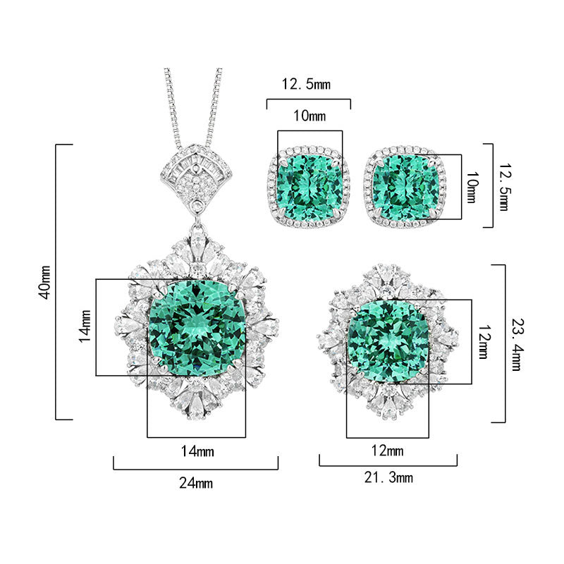 Radiant Emerald Green Crystal Floral Jewelry Set
