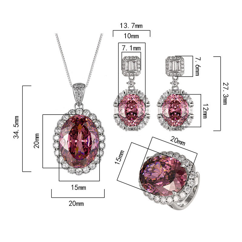 Exquisite Lavender Oval Halo Jewelry Set