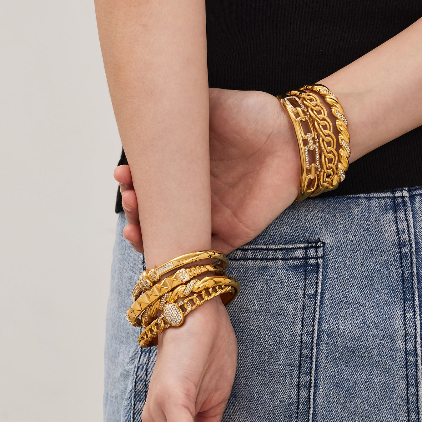 Textured Crystal Bangle Collection