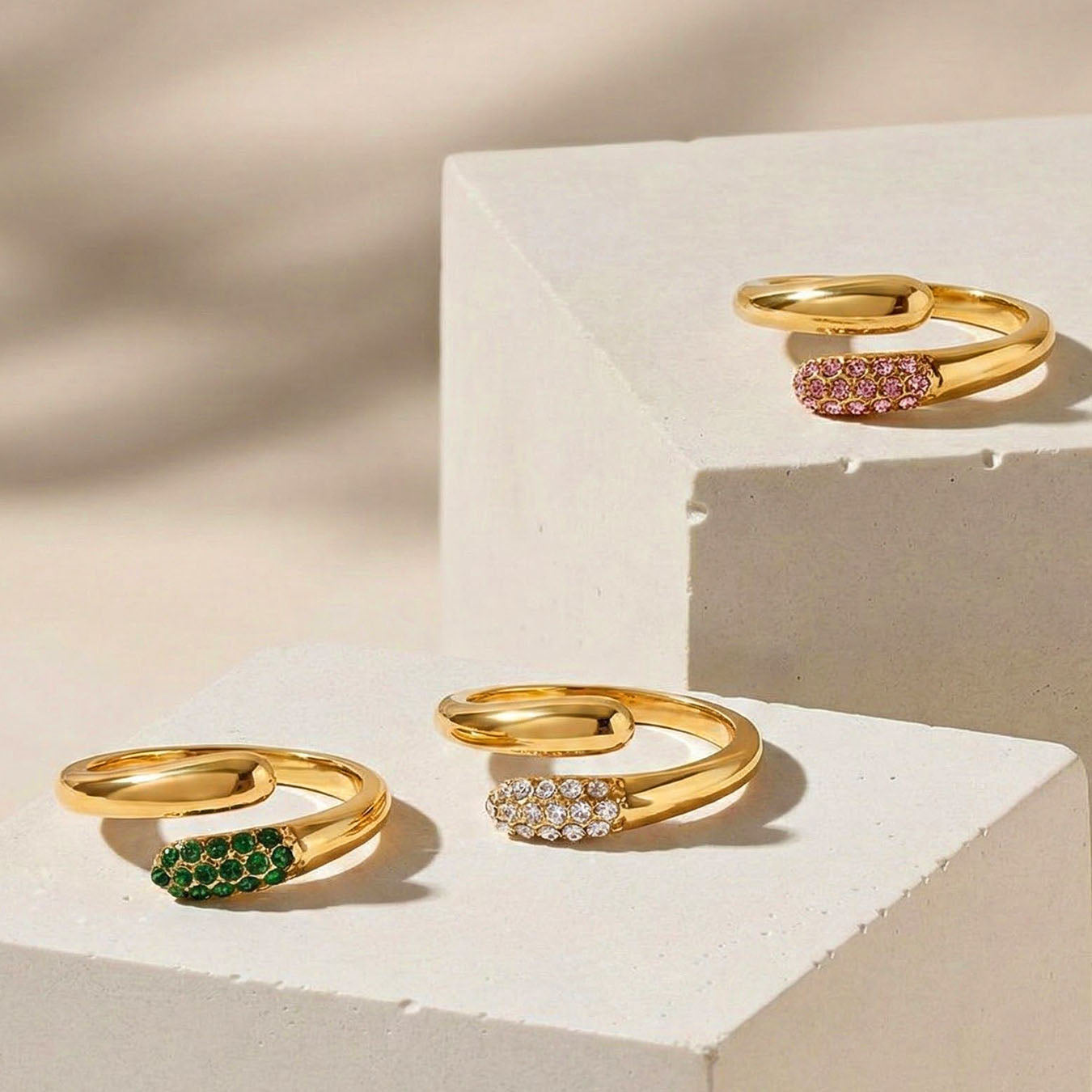 Crystal Open Cuff Rings