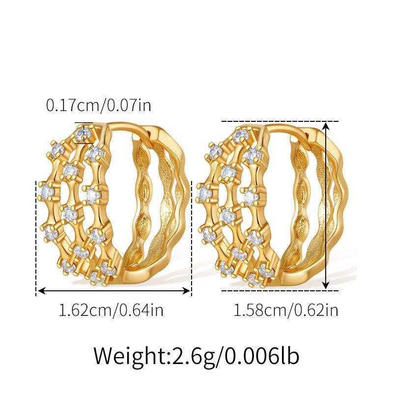 18K Gold Retro Chic Ear Studs - Shuling Jewelry