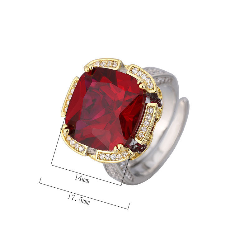 Vintage Royal Cushion-Cut Emerald and Ruby Statement Rings