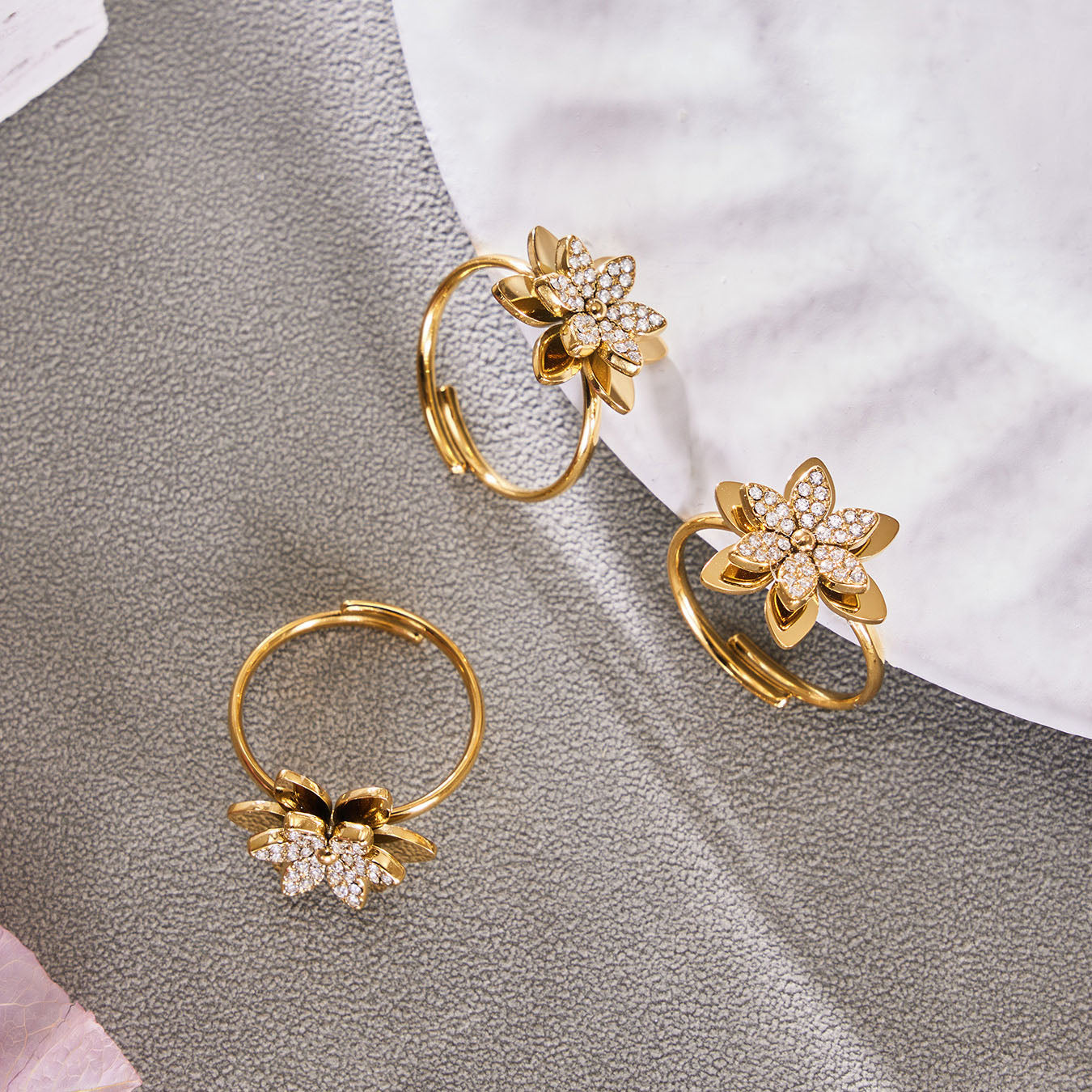 Sparkling Zircon Flower Gold Jewelry Sets