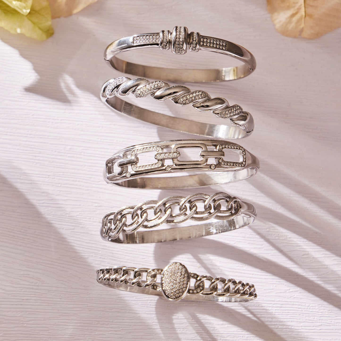 Textured Crystal Bangle Collection
