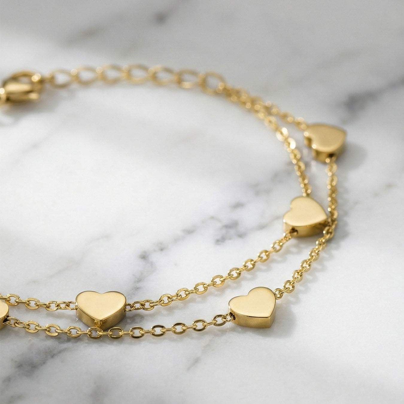 Double Layer Dainty Heart Bracelet