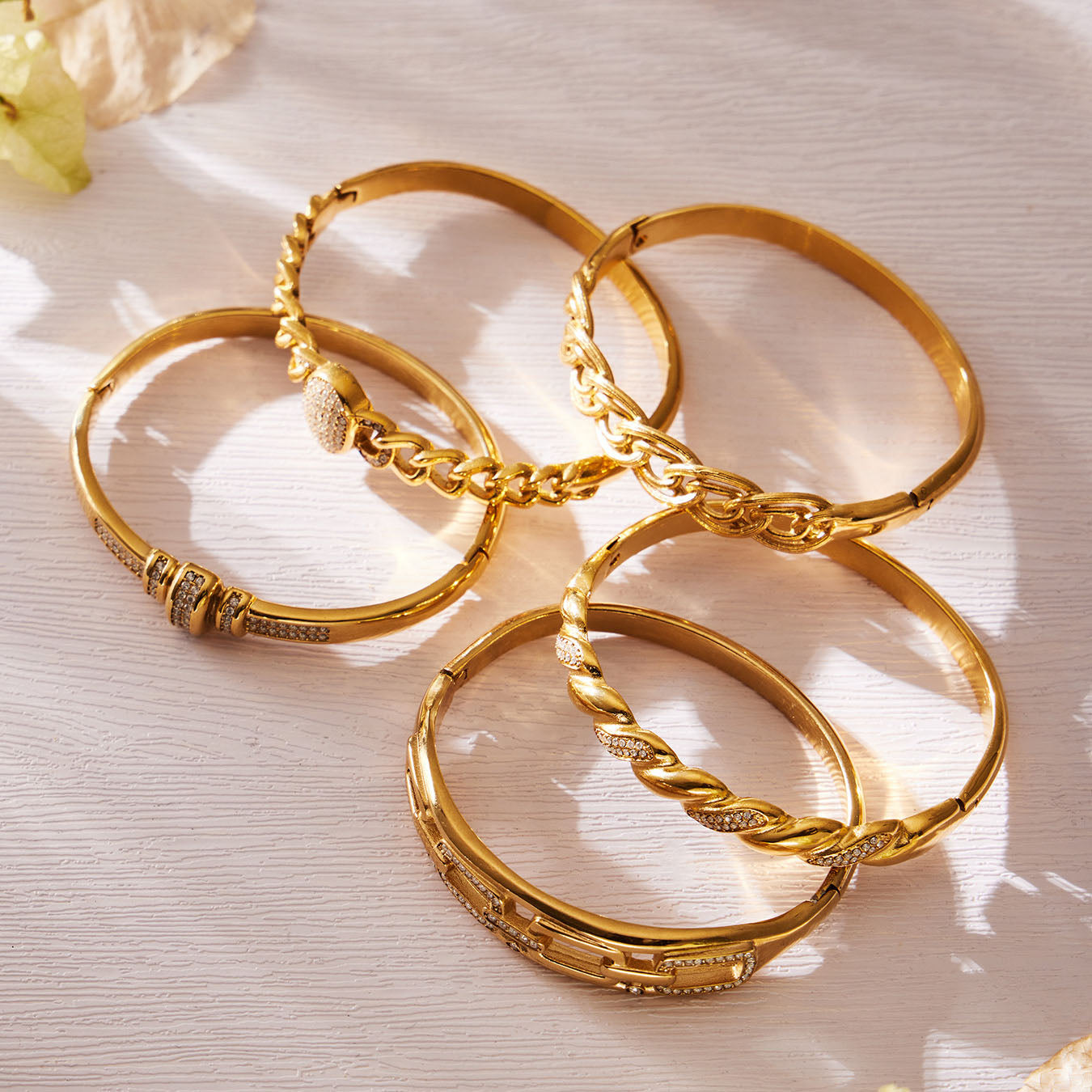 Textured Crystal Bangle Collection