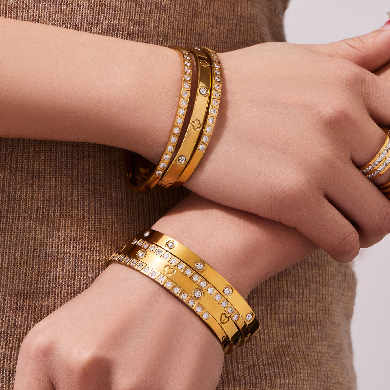 Timeless 18K Gold Zircon Bangles