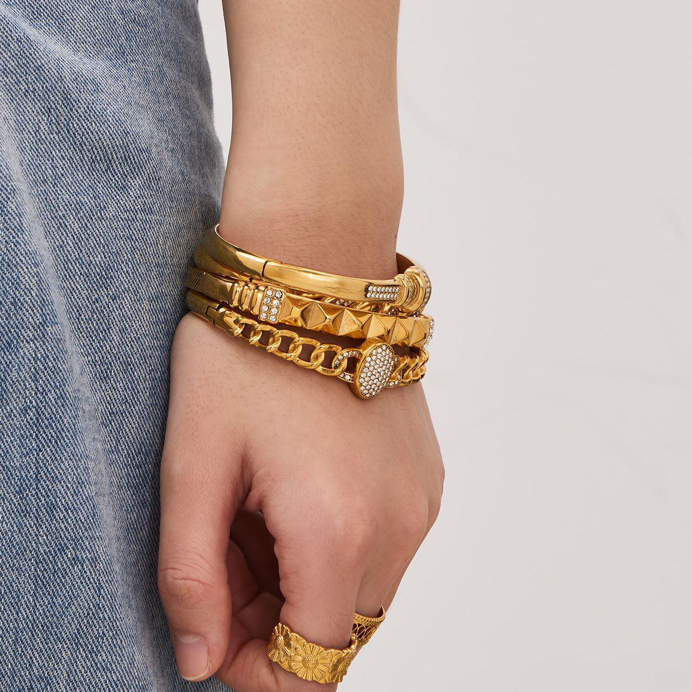 Textured Crystal Bangle Collection